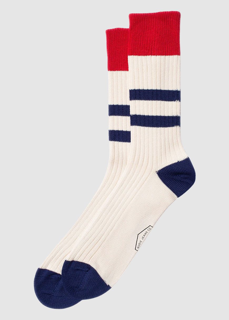 Mens Red & White Striped Socks